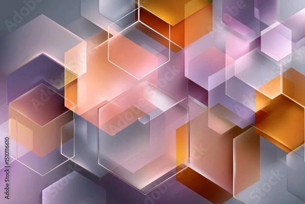 Fototapeta Hexagonal Geometric Composition: A striking visual of interconnected, translucent hexagons arranged in an artistic display of geometric patterns.