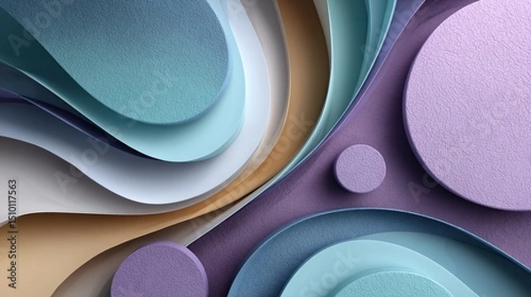 Fototapeta Abstract Paper Art:  Swirling layers of pastel paper create a mesmerizing abstract composition.  The interplay of shapes and colors evokes a sense of fluidity and movement.