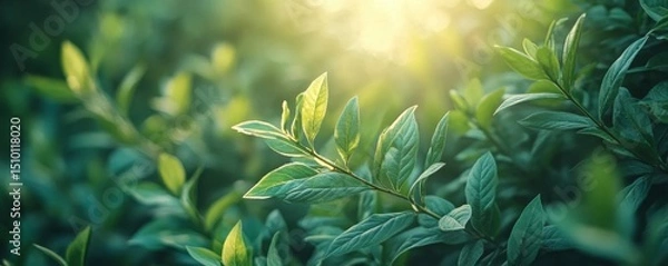 Fototapeta soft-focus background of green foliage, symbolizing harmony and environmental balance, Generative AI