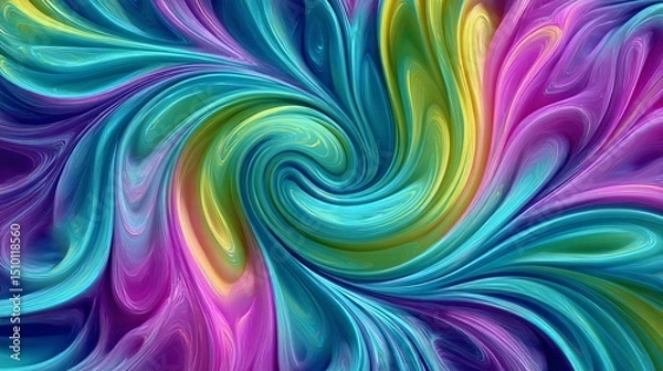 Obraz Abstract Color Whirl: A dynamic and vibrant abstract artwork features an eye-catching whirl of multicolored fluid shapes, creating a visual spectacle with a sense of movement.