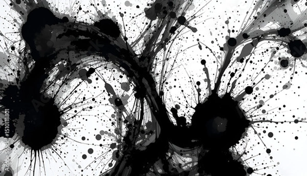 Fototapeta Dynamic Black Ink Splatter Abstract Art Background Texture for Design Projects