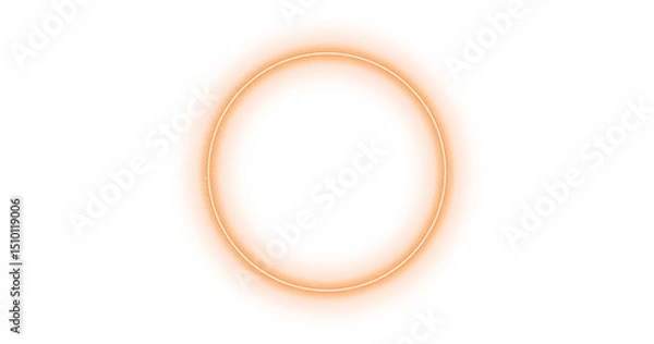 Obraz Orange Neon ring light circle, vector magic glow 3d effect. Realistic Orange Neon shiny ring or swirl, round frame of flare trail with glitter dust, Orange Neon fairy dust isolated on transparent back