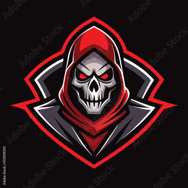 Fototapeta Unique shooter grim reaper hood mascot logo design for esports teams with striking features and bold colors