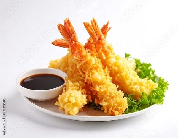 Obraz Crispy tempura shrimp on a plate