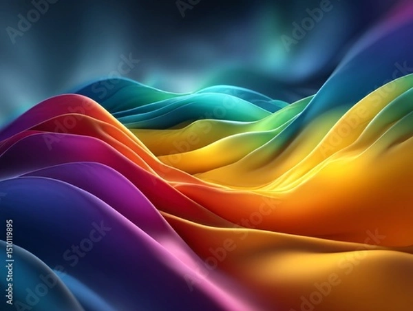 Fototapeta Abstract Rainbow Landscape: An artistic exploration of colors, featuring a flowing, undulating landscape of vibrant hues that blend seamlessly, creating a mesmerizing and dreamlike visual.