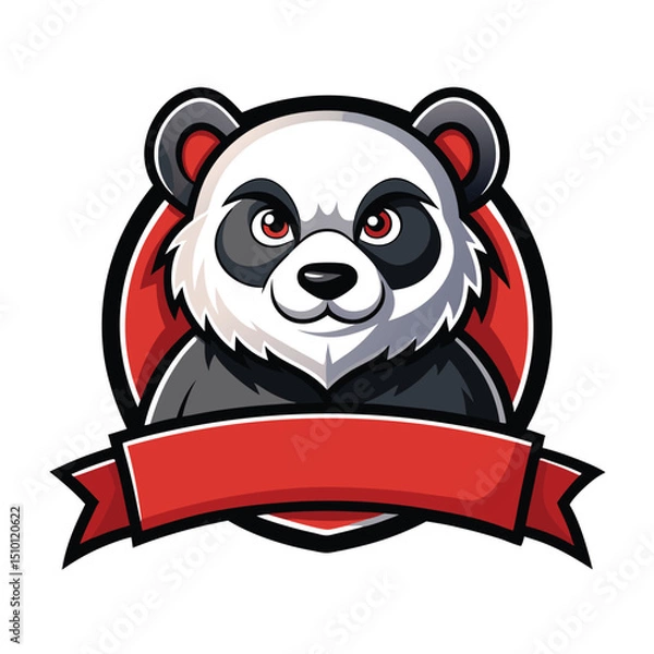 Obraz Panda mascot logo design featuring a fierce panda with a blank banner for customization in sports or branding projects