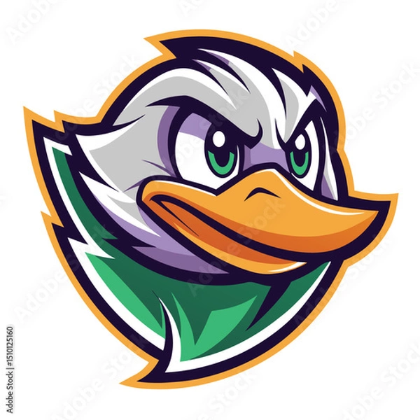 Obraz Duck logo mascot illustration featuring a fierce expression with vibrant colors and distinct features suitable for branding or sports teams