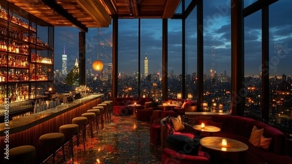 Obraz Rooftop Bar with City Views