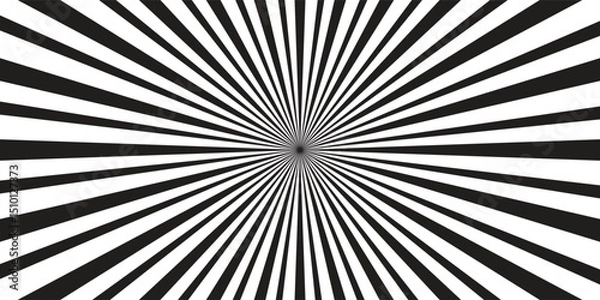 Fototapeta Ray twist light. Black color strips wavy isolated on white background. Radial waves line. Pattern curved. Comic spinning. Effect curves rays. Vector Ilustration