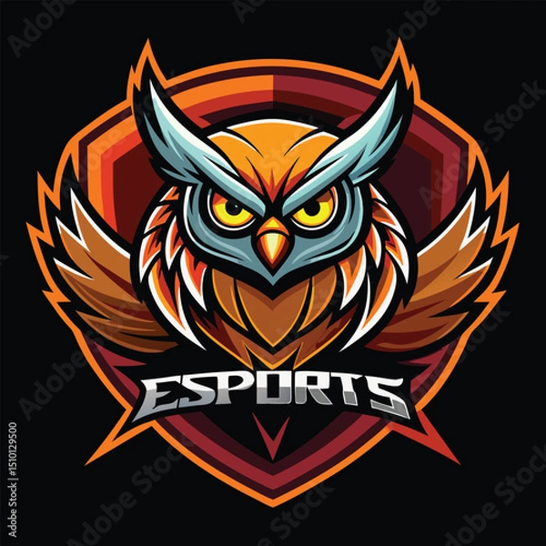 Obraz Barn owl esports logo mascot design showcasing a fierce owl with vibrant colors and dynamic wings, perfect for gaming teams and online competitions, capturing a spirit of strength and intelligence