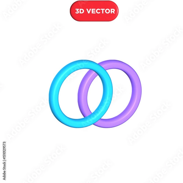 Obraz Two overlapping circles 3D Render