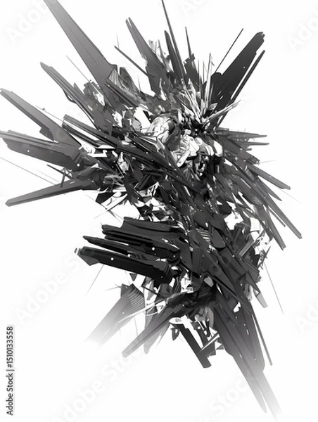 Obraz Anime style futuristic monochromatic design resembling robot wings.