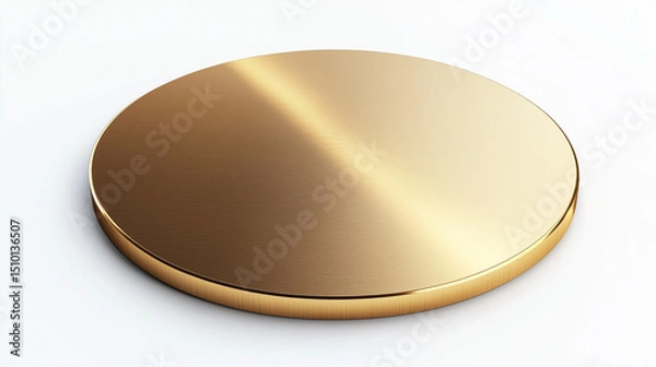 Fototapeta The 3D illustration shows a gold metal plaque with a text area on a white background.

