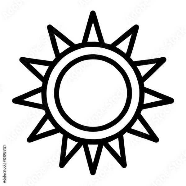 Fototapeta Outline Icon of the Sun - Representing Sunny Weather, Daytime, and Warmth