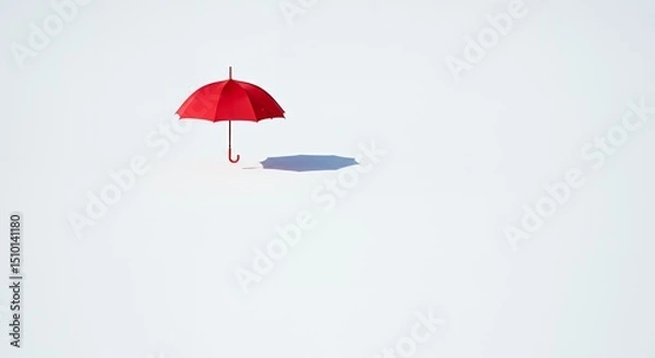 Fototapeta AI-Generated of Negative Space Concept with Minimalist Red Umbrella on White Background