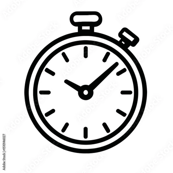 Fototapeta Classic Stopwatch Timer Outline Icon - Time Measurement and Chronograph Symbol