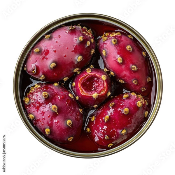 Fototapeta Vibrant Prickly Pear Fruit in Syrup - A Sweet and Colorful Delight for Desserts or Snacks on transparent background