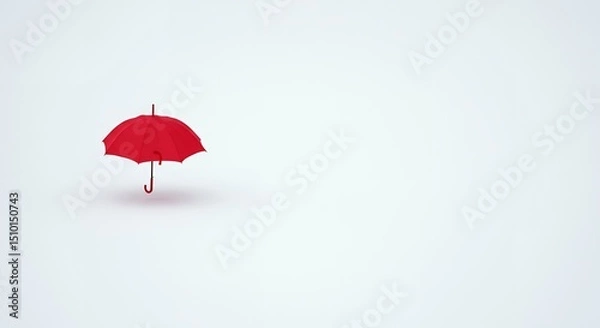 Fototapeta AI-Generated of Negative Space Concept with Minimalist Red Umbrella on White Background