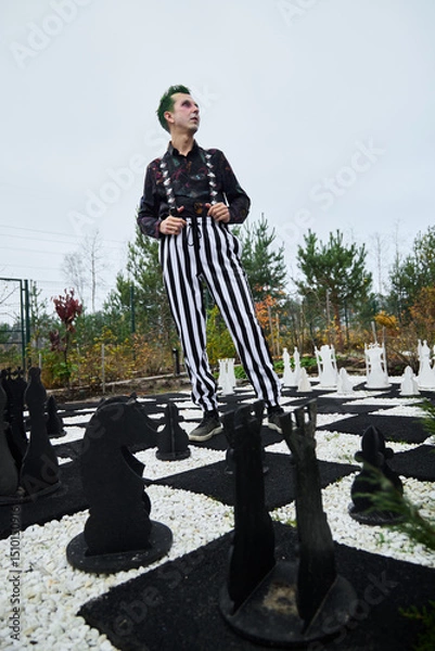 Fototapeta Embark on a Dreamlike Chessboard Adventure with Unique and EyeCatching Fashion Styles