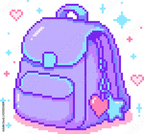 Obraz Vector Pixel Illustration of Backpack