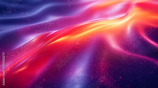 Fototapeta Abstract Gradient Waves with Glittering. Digital Liquid Artwork