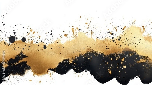 Obraz Shiny gold with abstract splashes of black ink. Modern art background with a trendy feel. Great for any design you're working on.
