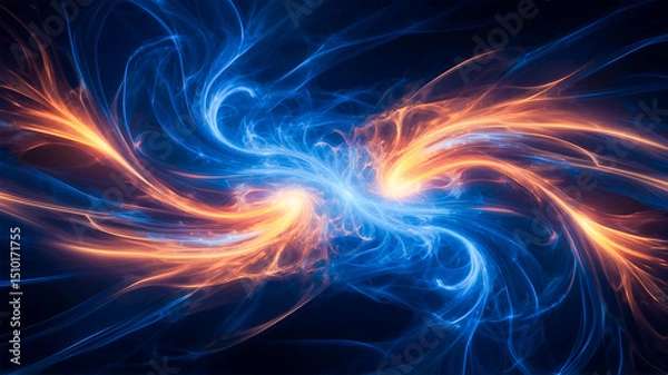 Obraz Beautiful abstract background. Blue and yellow flow.