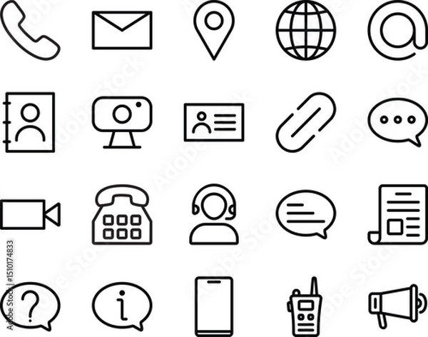 Fototapeta Black vector communication web business icons set