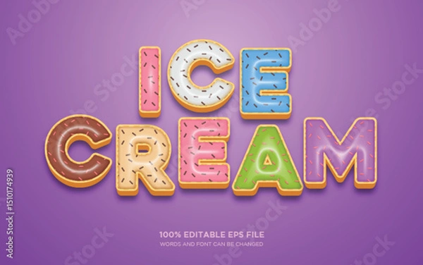 Fototapeta Ice cream 3D editable text style effect	

