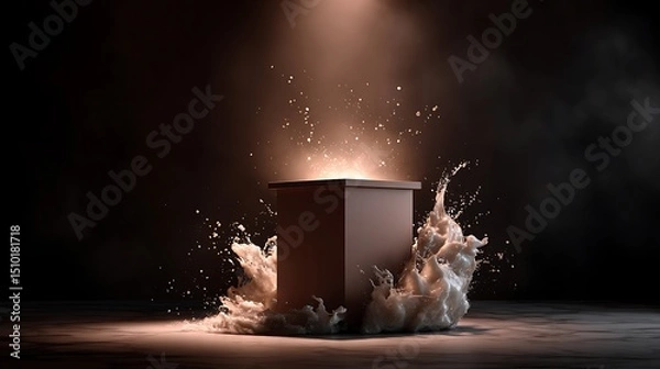 Fototapeta Unveiling mysteries dramatic box reveal studio setting digital art dark environment cinematic viewpoint surprise concept
