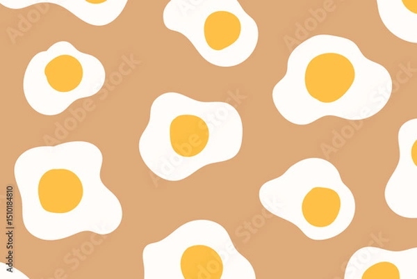 Obraz Fried egg background pattern. hand drawn seamless pattern. Fried egg background for fabric design, textile print, wrapping paper, cover. Vector illustration.