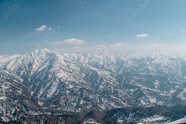 Fototapeta Amirsoy, Amirsay snowy rocks, mountains in Uzbekistan. Chatkal Range, Western Tien Shan