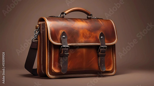 Obraz Luxury Leather Briefcase with Studio Lighting Digital Illustration