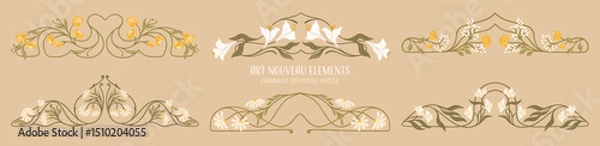Obraz Art Nouveau floral borders. Decorative element. Vector.