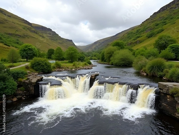 Obraz Stainforth Force waterfall on the River Ribble near Little Stainforth in the Yorkshire Dales.