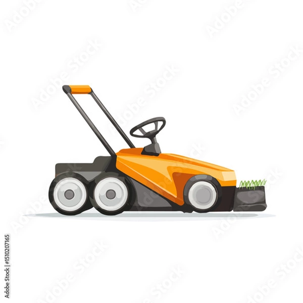 Obraz Lawn Mower vector 2D flat illustration, isolated on a white background.