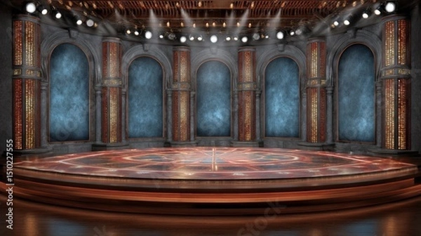 Fototapeta Virtual show, studio backdrop template. Ideal for tv game shows, or even gambling events.