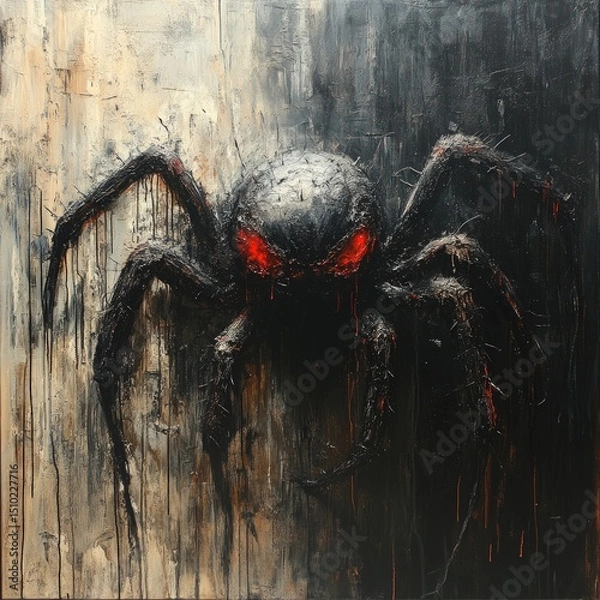 Obraz Dark, menacing spider, textured