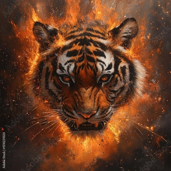 Obraz Fiery Tiger Portrait