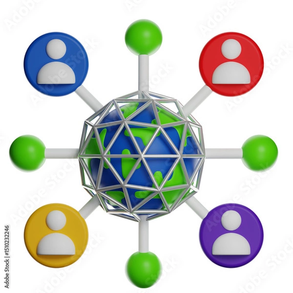 Fototapeta Icon representing global connectivity and communication, ideal for technology, internet, or networking content.