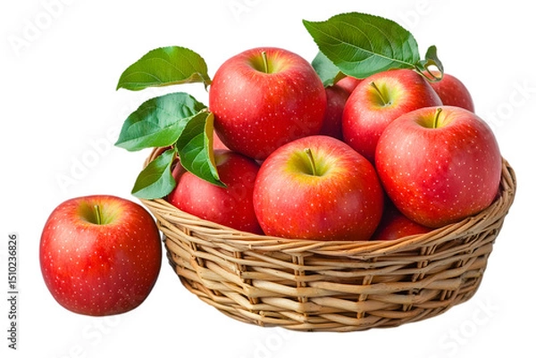 Fototapeta Jonagold apples in a basket on white background. Ai Generated Images