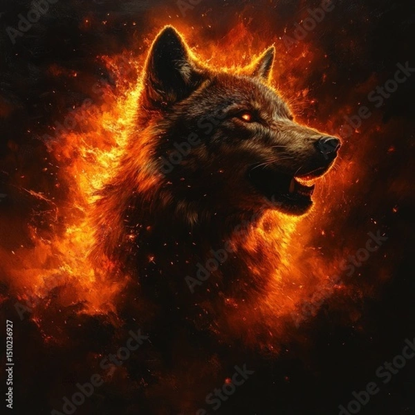 Obraz Fiery Wolf Portrait
