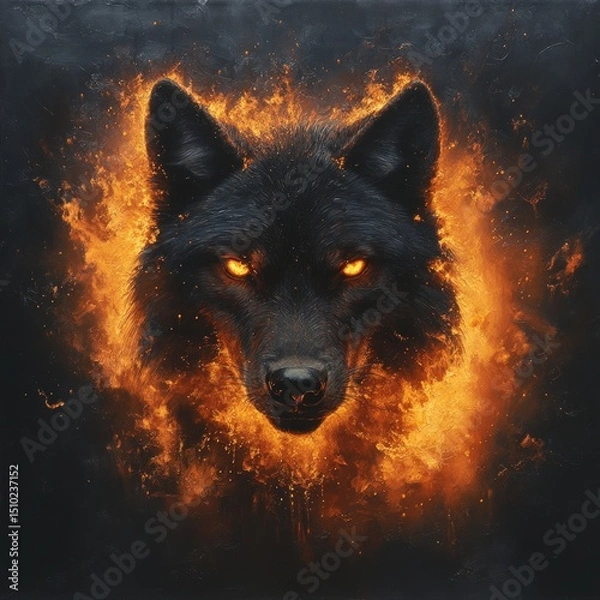 Obraz Fierce wolf head engulfed in flames