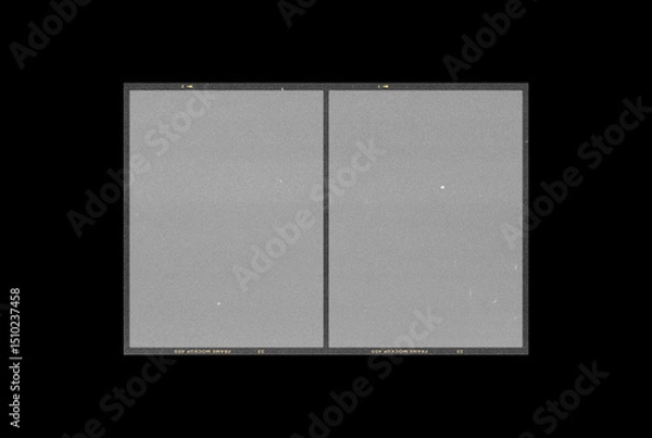 Fototapeta Film frame photo strip high-resolution blank filter. 35mm scan template texture effect. Trendy editable camera roll social stories design. Isolated vintage analog cinema empty scratches mockup.