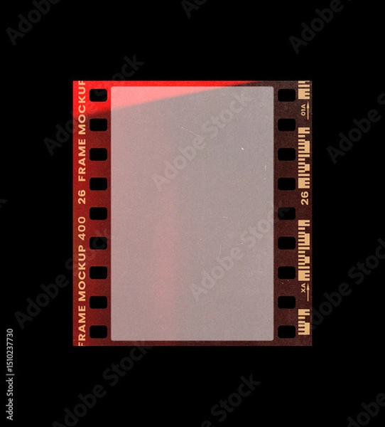 Fototapeta Film frame photo strip high-resolution blank filter. 35mm scan template texture effect. Trendy editable camera roll social stories design. Isolated vintage analog cinema empty scratches mockup.