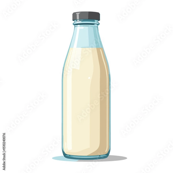 Obraz Illustration of a Glass Bottle Filled with Milk, Featuring Clean Lines and a Modern Design