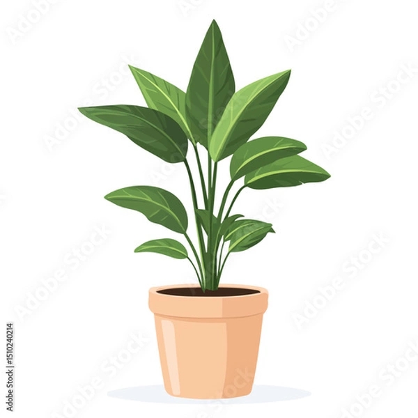 Obraz 2D flat Tall Plant Pot vector illustration, isolated on a white background.