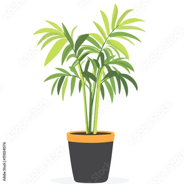 Obraz Tall Plant Pot 2D flat vector illustration, isolated on a white background.