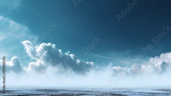 Fototapeta Serene cloudscape over frozen landscape arctic environment high-resolution image aerial view tranquility concept