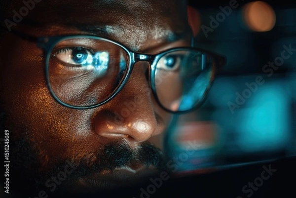 Fototapeta Man looking at a computer monitor